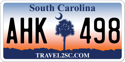 SC license plate AHK498