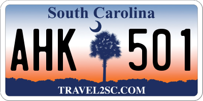 SC license plate AHK501
