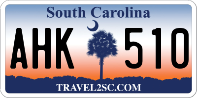 SC license plate AHK510