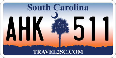 SC license plate AHK511