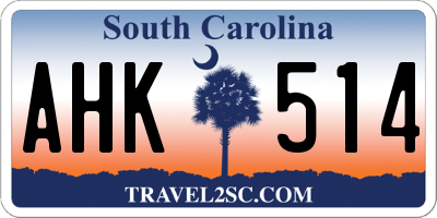 SC license plate AHK514