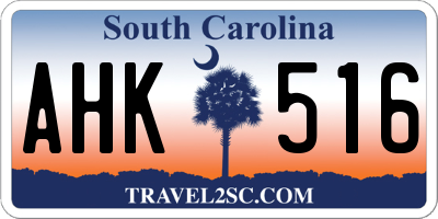 SC license plate AHK516