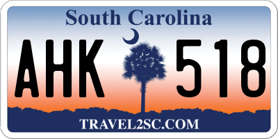 SC license plate AHK518
