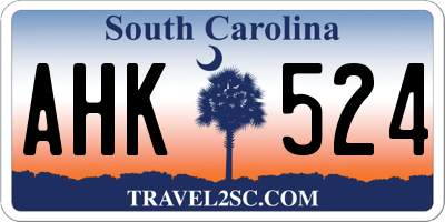 SC license plate AHK524