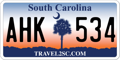 SC license plate AHK534
