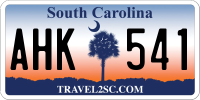 SC license plate AHK541