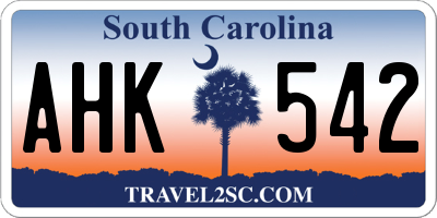 SC license plate AHK542