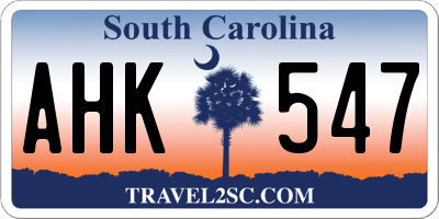 SC license plate AHK547