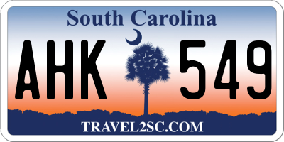 SC license plate AHK549