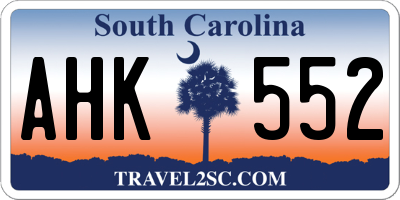 SC license plate AHK552