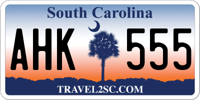 SC license plate AHK555