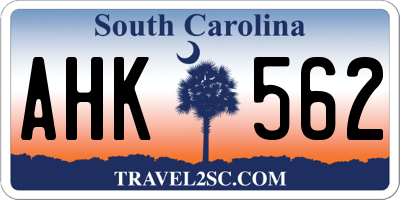 SC license plate AHK562