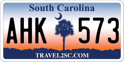 SC license plate AHK573