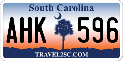 SC license plate AHK596