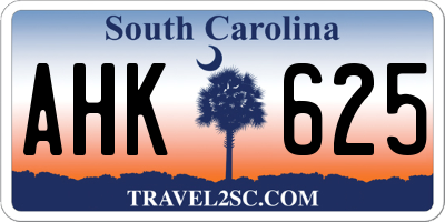 SC license plate AHK625