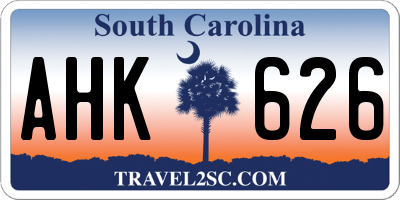SC license plate AHK626