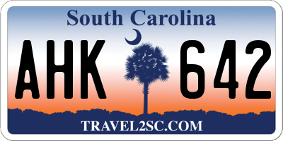 SC license plate AHK642