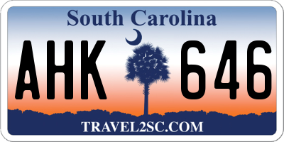 SC license plate AHK646