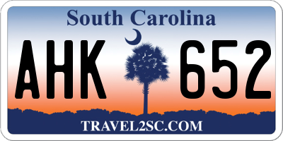SC license plate AHK652