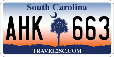 SC license plate AHK663