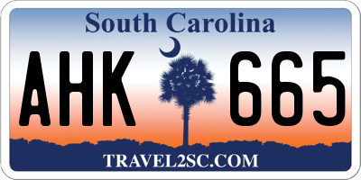 SC license plate AHK665