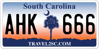 SC license plate AHK666