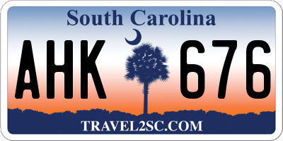 SC license plate AHK676