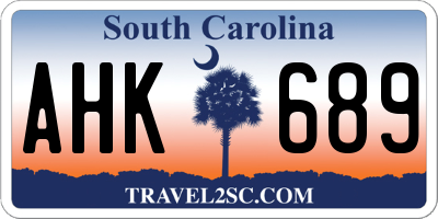 SC license plate AHK689