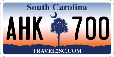SC license plate AHK700