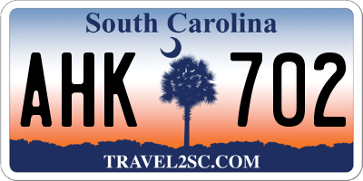 SC license plate AHK702