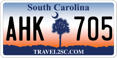 SC license plate AHK705