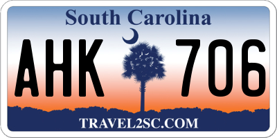 SC license plate AHK706