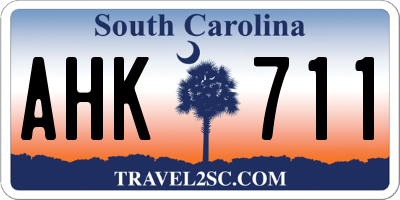 SC license plate AHK711