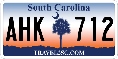 SC license plate AHK712