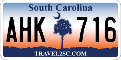 SC license plate AHK716
