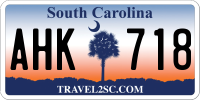 SC license plate AHK718