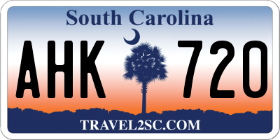 SC license plate AHK720