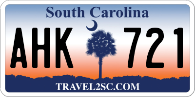SC license plate AHK721