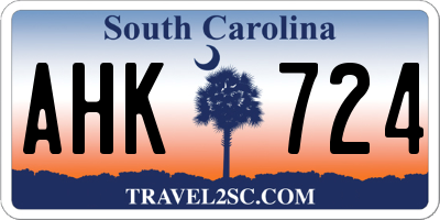 SC license plate AHK724