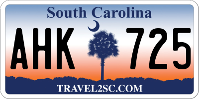 SC license plate AHK725