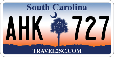 SC license plate AHK727