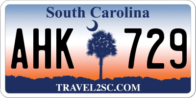 SC license plate AHK729