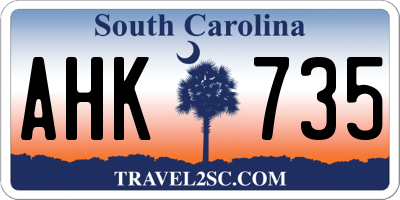 SC license plate AHK735