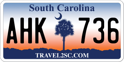 SC license plate AHK736