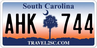 SC license plate AHK744