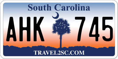 SC license plate AHK745