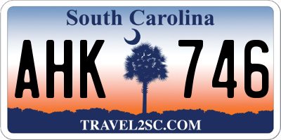 SC license plate AHK746