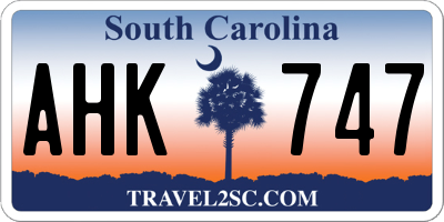 SC license plate AHK747