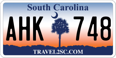 SC license plate AHK748