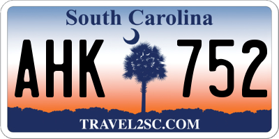 SC license plate AHK752
